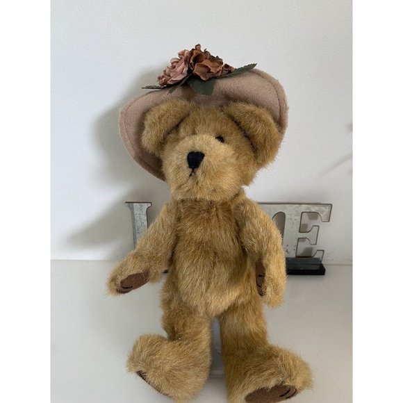Vtg Boyd’s Bear Teddy Bears w Flowered Hat Floral Posable Farmhouse Cottagecore - Picture 11 of 16